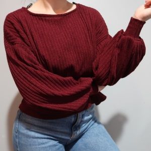 Forever 21 Knitted Ruffled Long Sleeve